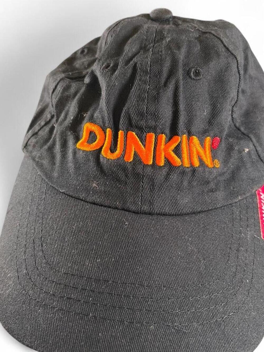 Dunkin' Black Cap with Orange Logo, Men's Hat, Fair Condition